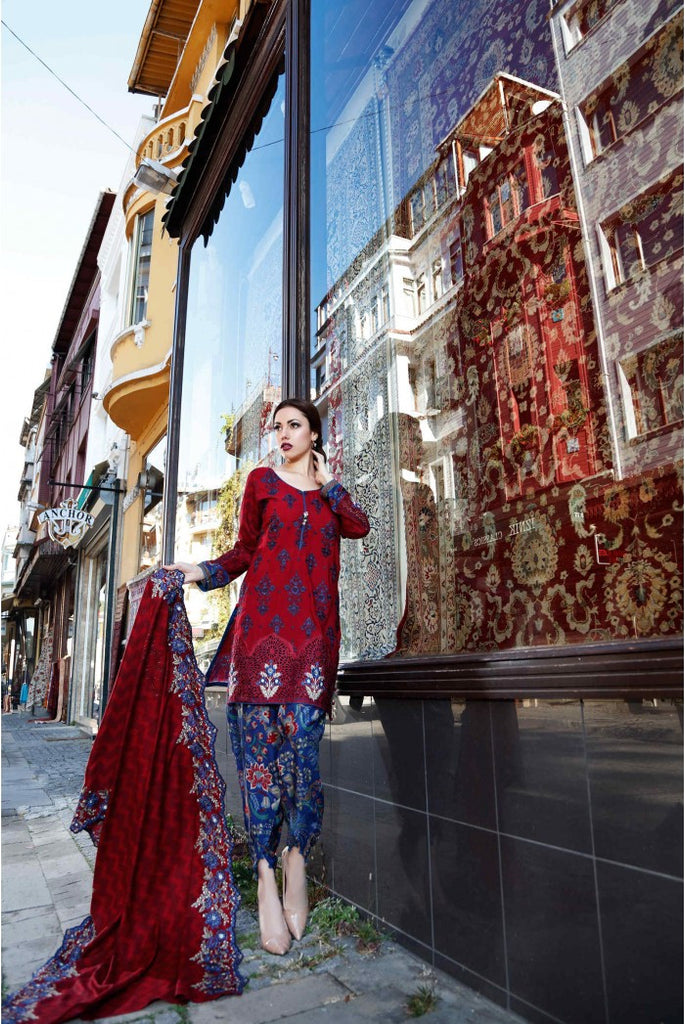 MARIA.B. Linen Winter Collection 2016 – Maroon - DL401 - YourLibaas
 - 1