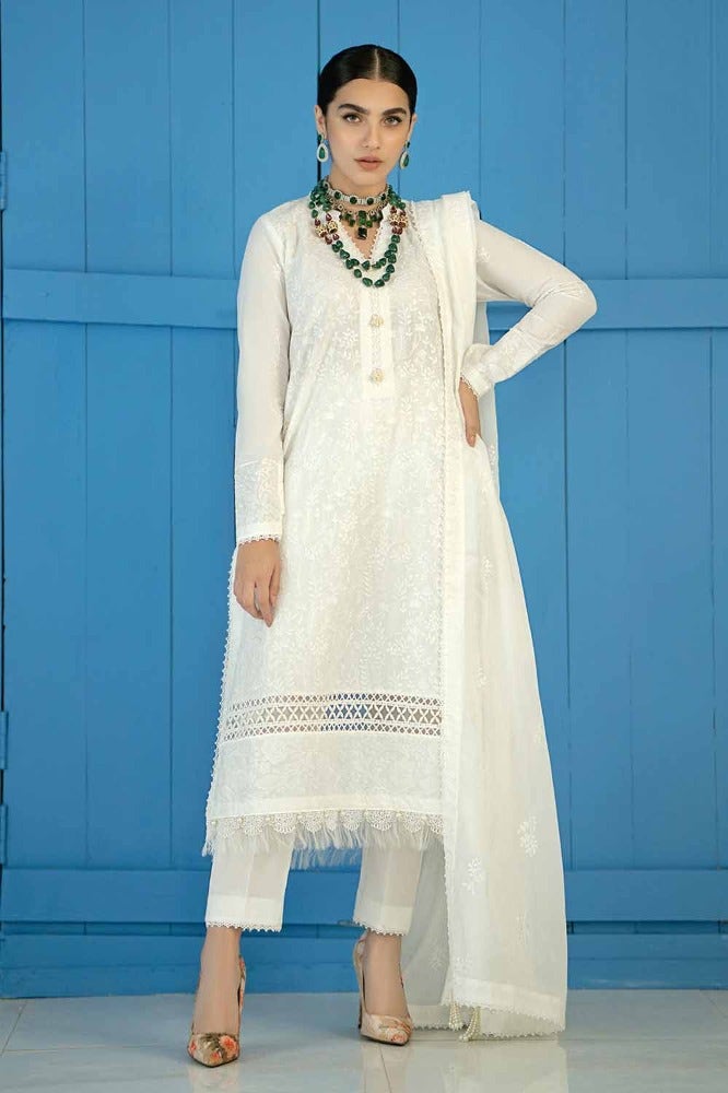 Gul Ahmed Summer Essential 2024 – 3PC Embroidered Lawn Suit with Embroidered Denting Lawn Dupatta DN-42001