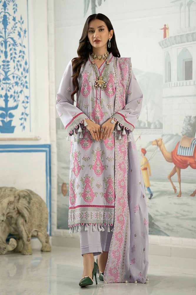 Gul Ahmed Summer Essential 2024 – 3PC Embroidered Lawn Suit with Embroidered Denting Lawn Dupatta DN-42002
