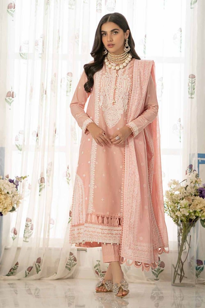 Gul Ahmed Summer Essential 2024 – 3PC Embroidered Lawn Suit with Lacquer Printed Denting Lawn Dupatta DN-42004