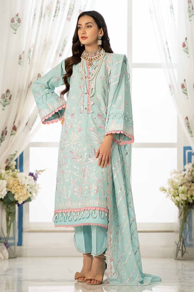 Gul Ahmed Summer Essential 2024 – 3PC Embroidered Lawn Suit with Embroidered Denting Lawn Dupatta DN-42017