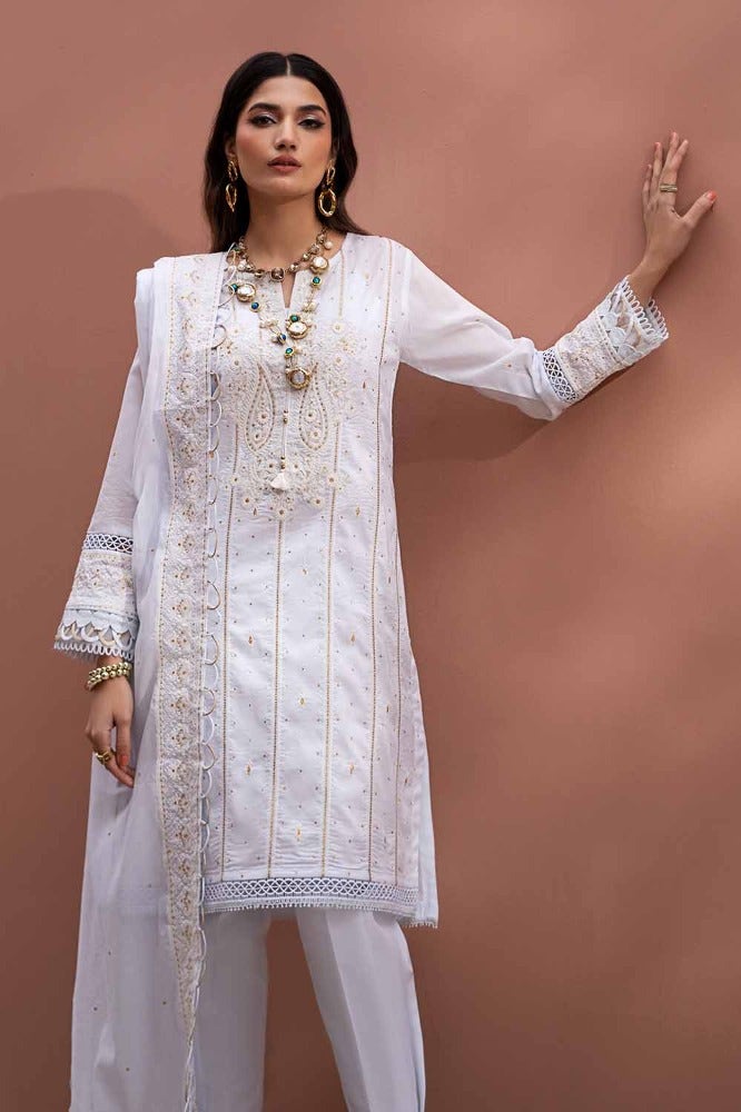 Gul Ahmed Summer Essential 2024 – 3PC Embroidered Lawn Suit with Embroidered Denting Lawn Dupatta DN-42019