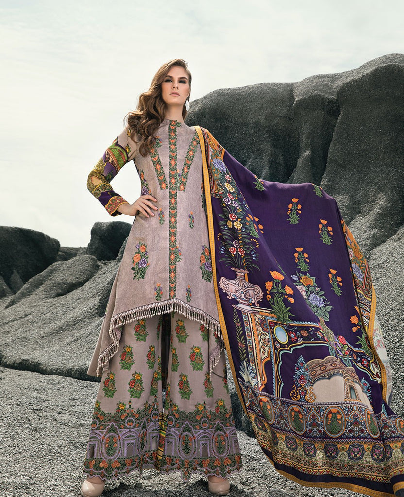 Ittehad Royal Embroidered Winter Collection 2018 – Lilac Empress