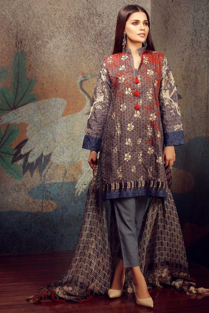 Khaadi Classics Lawn Collection 2018 – F18102 Blue 3Pc