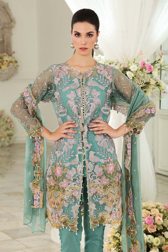 Gul Ahmed Festive Jewelled Collection 2018 – Teal 3 Pc Blended Chiffon FE-121