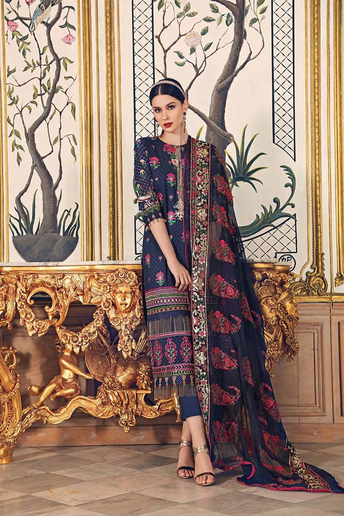 Gul Ahmed Festive Jewelled Collection 2018 – Navy 3 Pc Embroidered FE-126