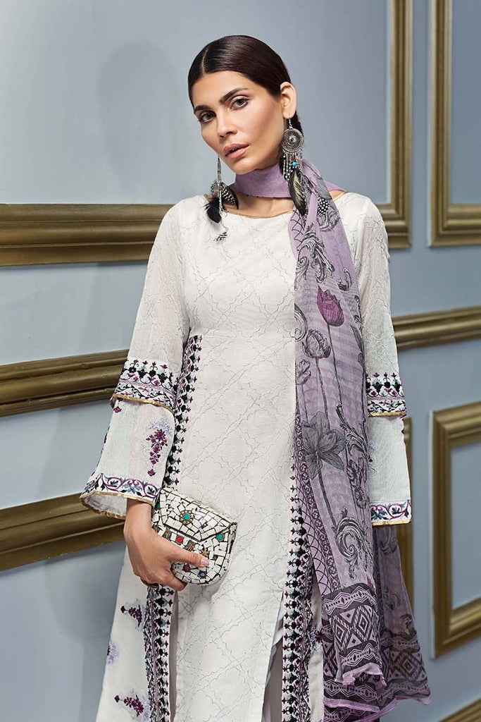 Gul Ahmed Festive Jewelled Collection 2018 – Off White 3 Pc Blended Chiffon FE-133