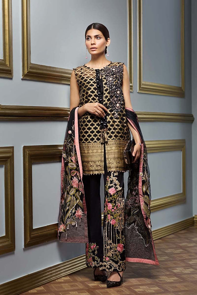 Gul Ahmed Festive Jewelled Collection 2018 – Black 3 Pc Embroidered FE-134