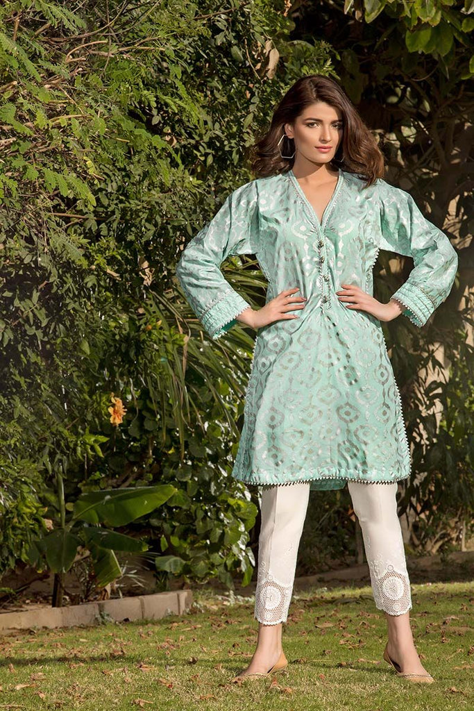 Gul Ahmed Festive Jewelled Collection 2018 – Green 2 Pc Printed with Embroidered Bottom FE-146
