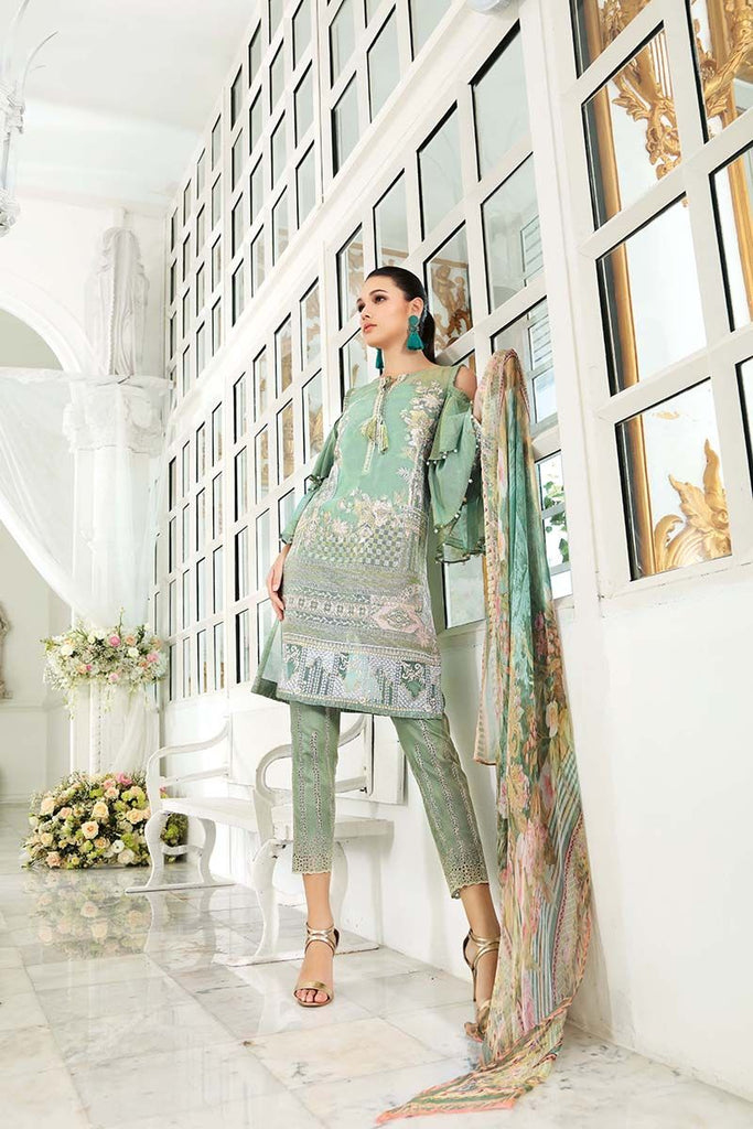 Gul Ahmed Festive Jewelled Collection 2018 – Green 3 Pc Blended Chiffon FE-78