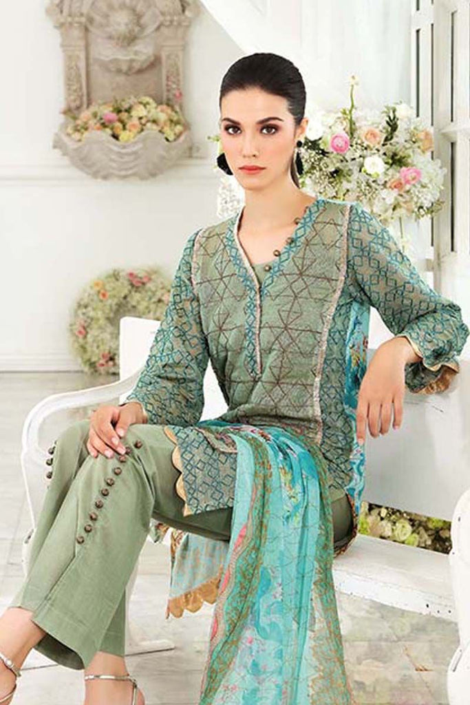 Gul Ahmed Festive Jewelled Collection 2018 – Green 3 Pc Blended Chiffon FE-85