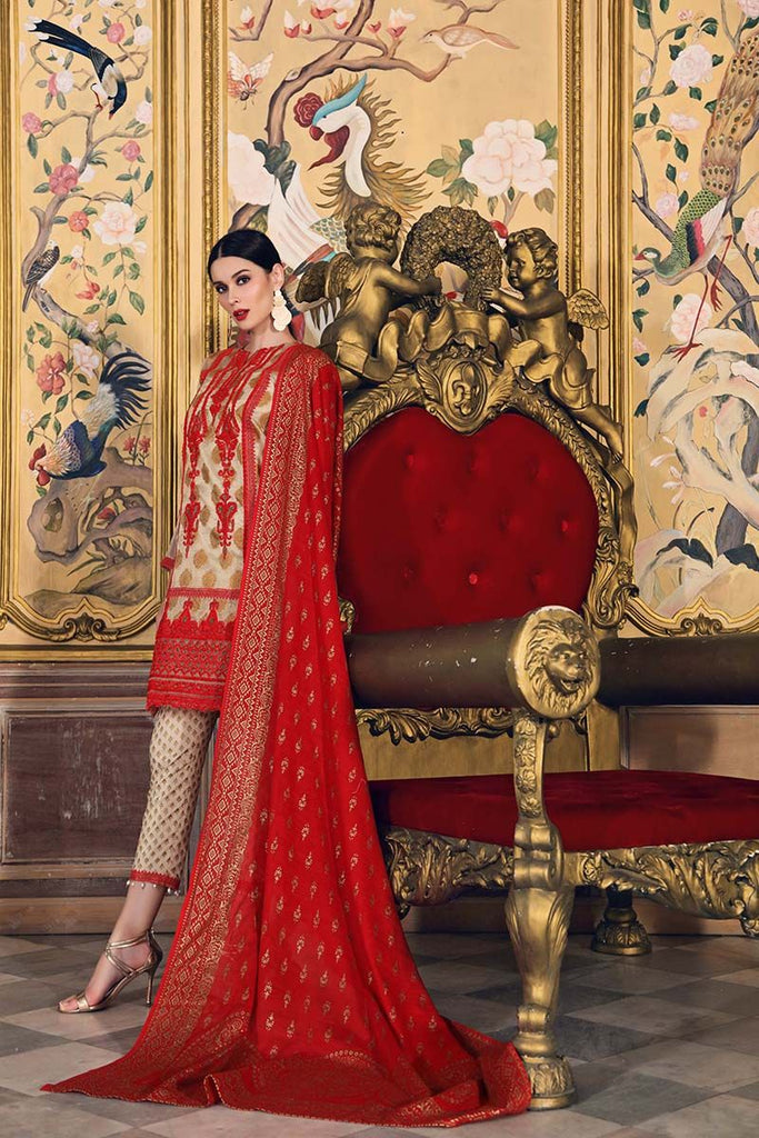 Gul Ahmed Festive Jewelled Collection 2018 – Golden 3 Pc Embroidered FE-90