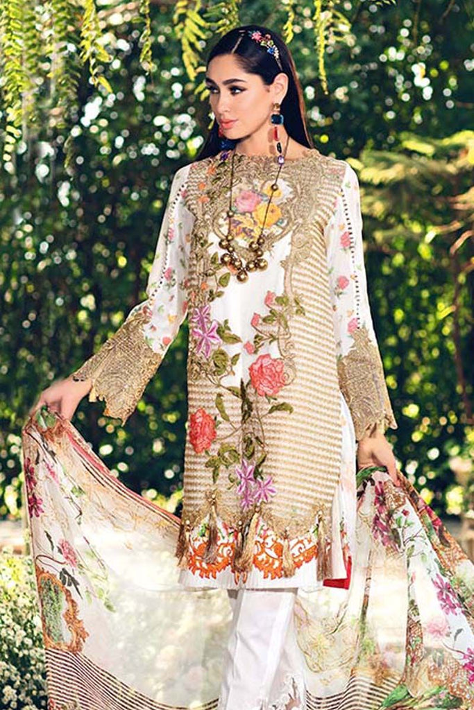 Gul Ahmed Festive Jewelled Collection 2018 – Off White 3 Pc Blended Chiffon FE-92