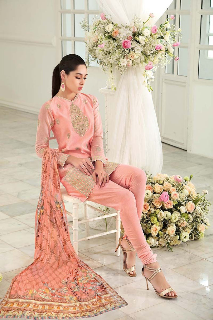 Gul Ahmed Festive Jewelled Collection 2018 – Light Pink 3 Pc Blended Chiffon FE-94