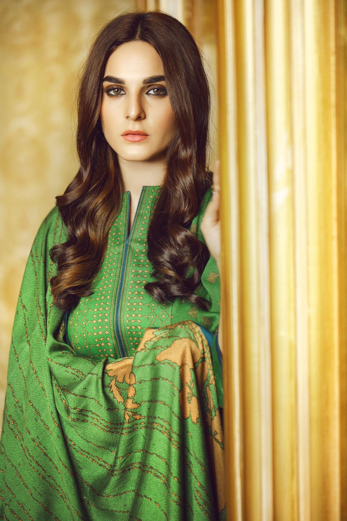 AlKaram Winter Collection 2019 – 3 Piece Printed Twill Viscose Suit with Twill Viscose Dupatta – FW-20.1-19-Green