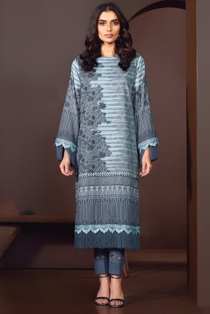 AlKaram Winter Collection – Two Piece Printed Karandi Suit With Dyed Karandi Trouser – FW-24.1-20-Blue