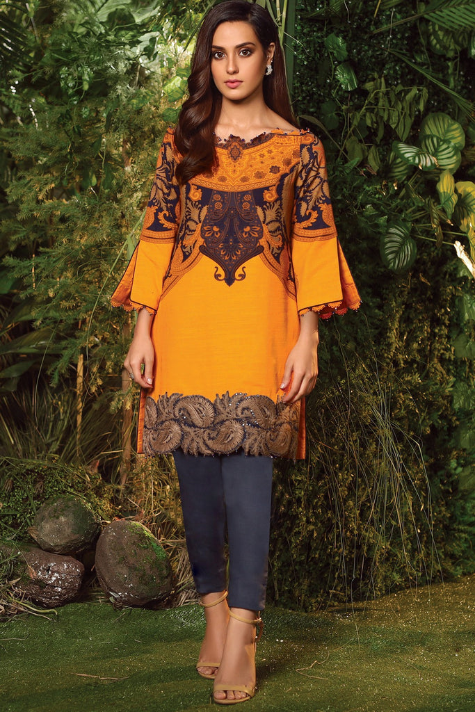 AlKaram Winter Collection – Two Piece Embroidered Khaadar Suit With Dyed Khaddar Trouser – FW-34-20-Chrome Yellow