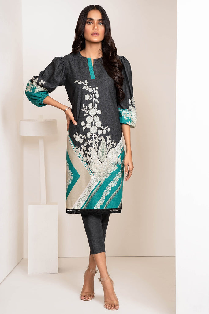 AlKaram Winter Collection – Two Piece Printed Karandi Suit With Dyed Karandi Trouser – FW-36-20-Black