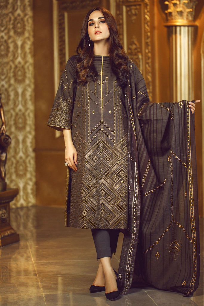 AlKaram Winter Collection 2019 – 3 Piece Printed Khaddar Suit with Khaddar Dupatta – FW-37.1-19-Green