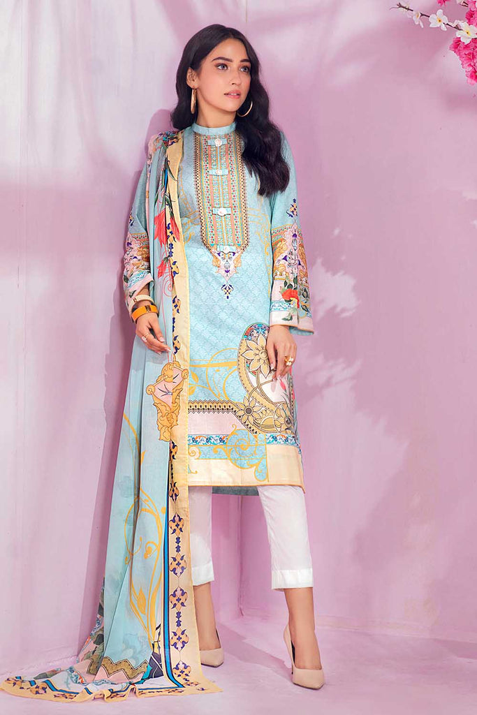 Gul Ahmed Summer Basic Lawn 2021 · 2PC Unstitched Digital Printed Lawn Shirt With Lawn Dupatta TL-342 B