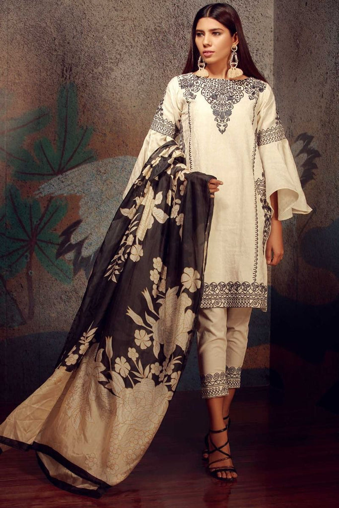 Khaadi Classics Lawn Collection 2018 – H18105 Off White 3Pc