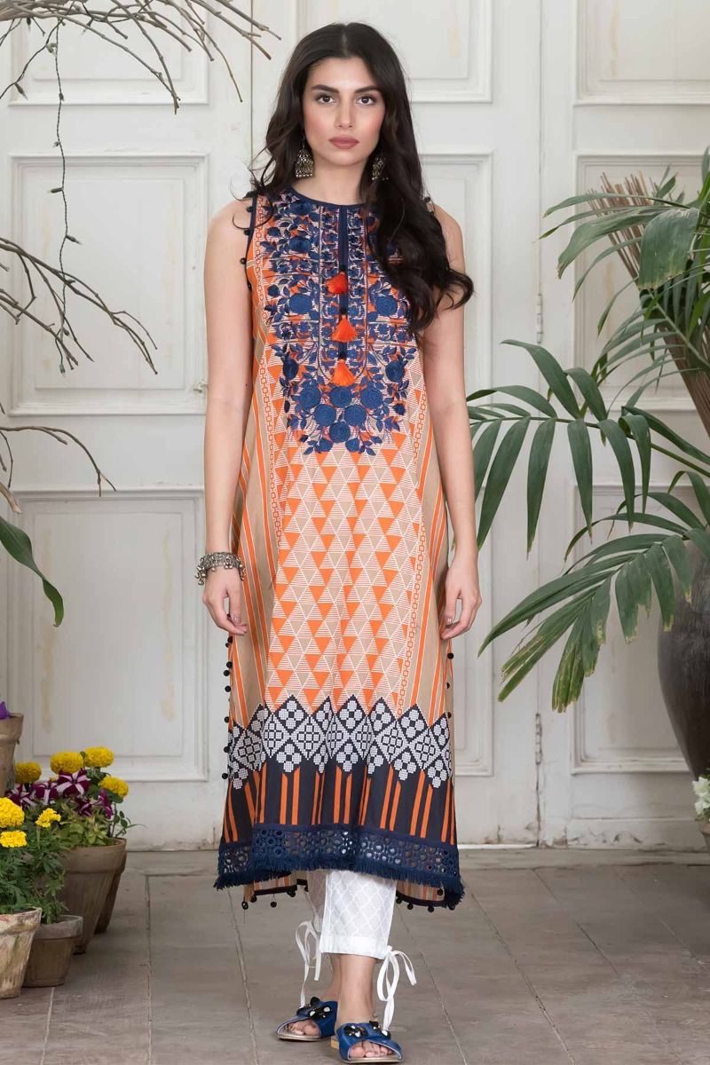 khaadi orange dress Khaadi BCO22212 Orange Eid Lawn Collection 2022 Sara Clothes