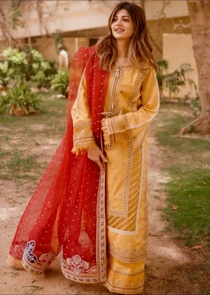 Qalamkar Luxury Festive Lawn Collection 2021 – FX-10