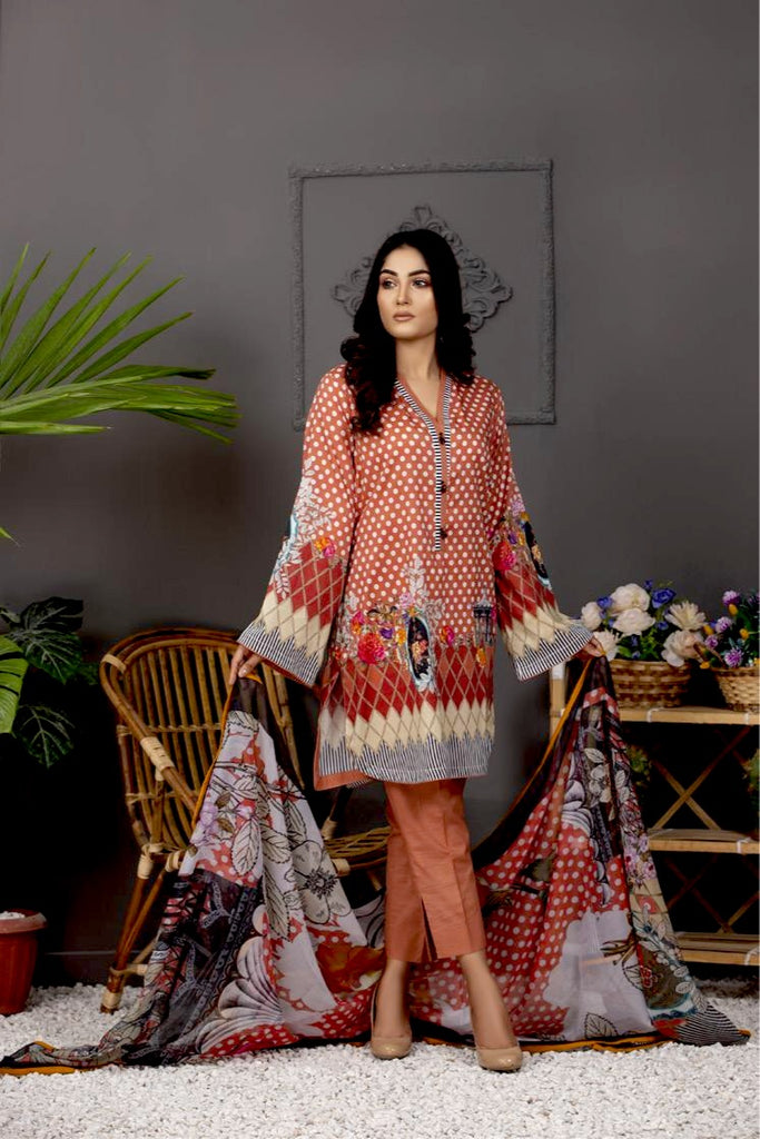 Orchid Printed Lawn Collection with Silk Dupatta Vol-5 – D01