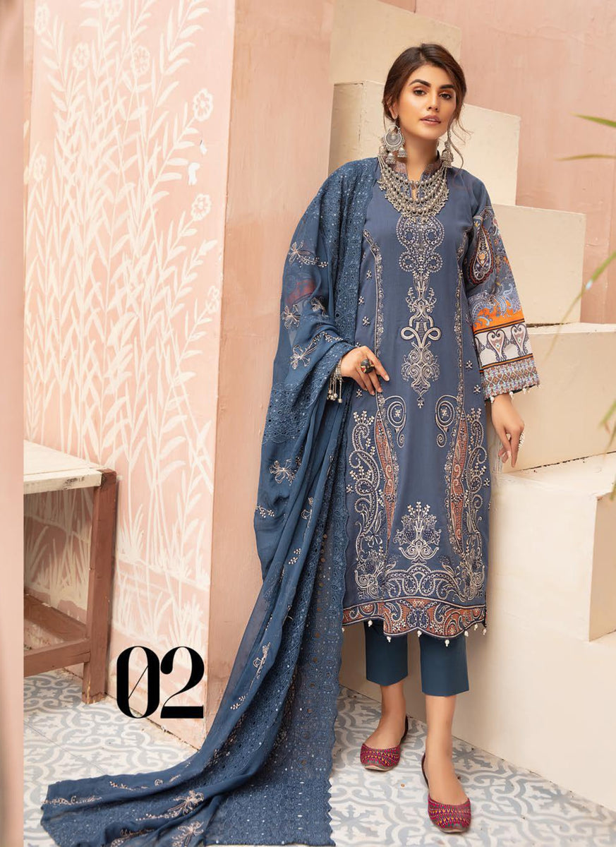 Mina Naqsh by Riaz Arts · Swiss Print with Signature Embroidered Dupat ...