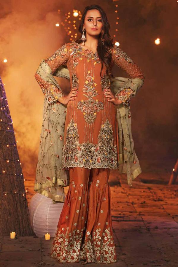 EmbRoyal Dewan-e-Khas Luxury Chiffon Wedding Collection – 06-Imperial Rust