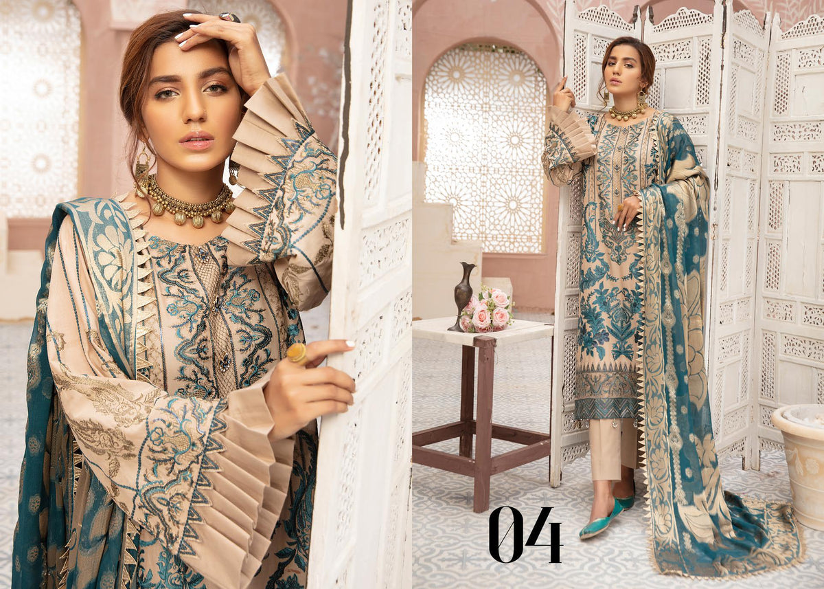 Mina Naqsh by Riaz Arts · Swiss Print with Signature Embroidered Dupat ...