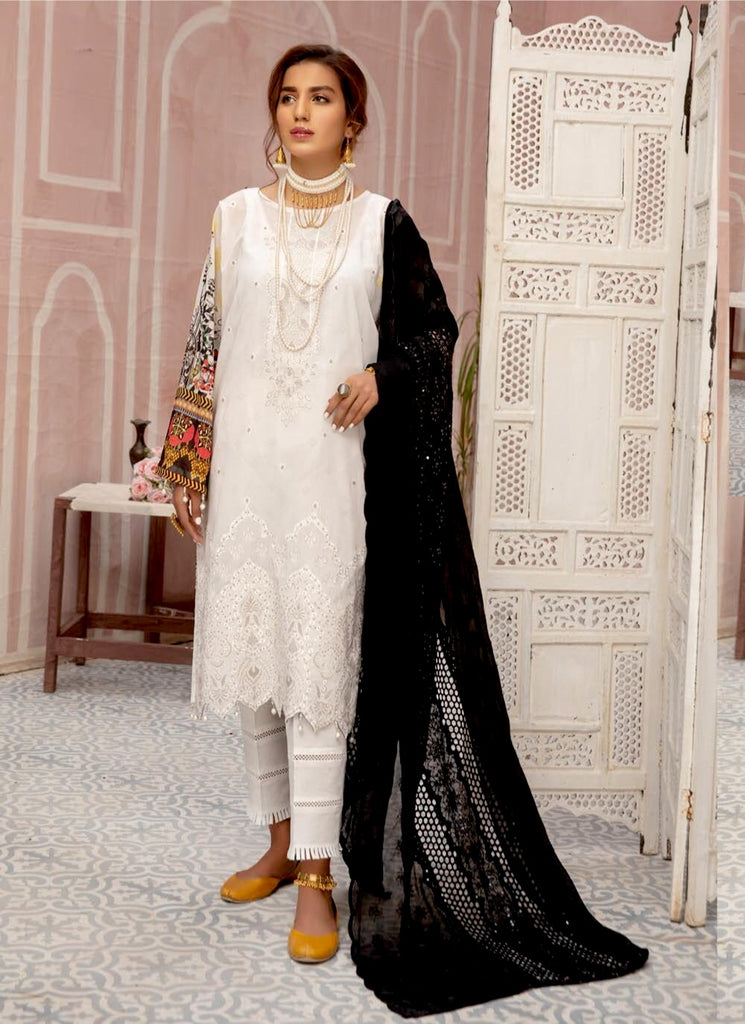 Mina Naqsh by Riaz Arts · Swiss Print with Signature Embroidered Dupatta – D05