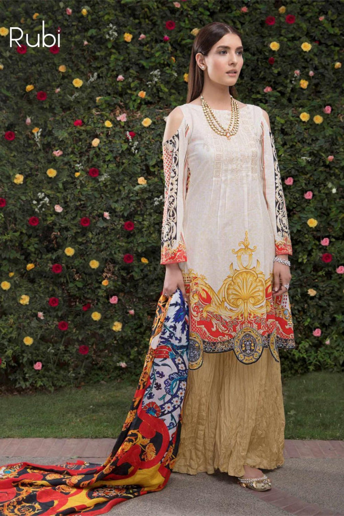 Hina Shah Luxury Lawn Collection 2018 – Rubi HS-08