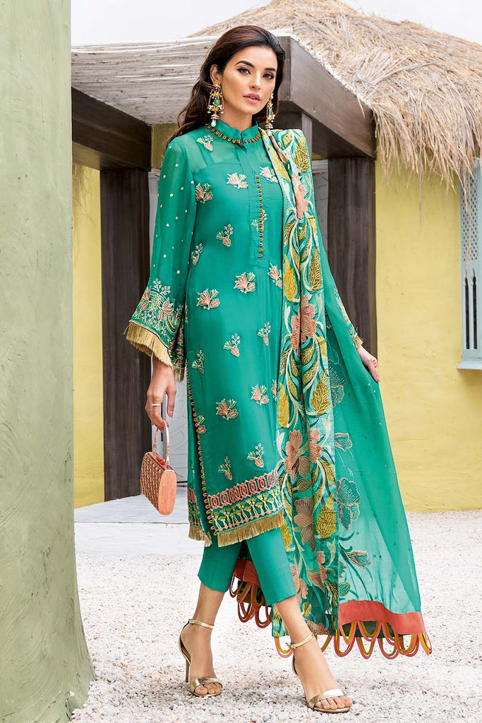 Gul Ahmed Summer Premium Lawn 2021 · 3PC Unstitched Chiffon Embroidered Suit LE-43