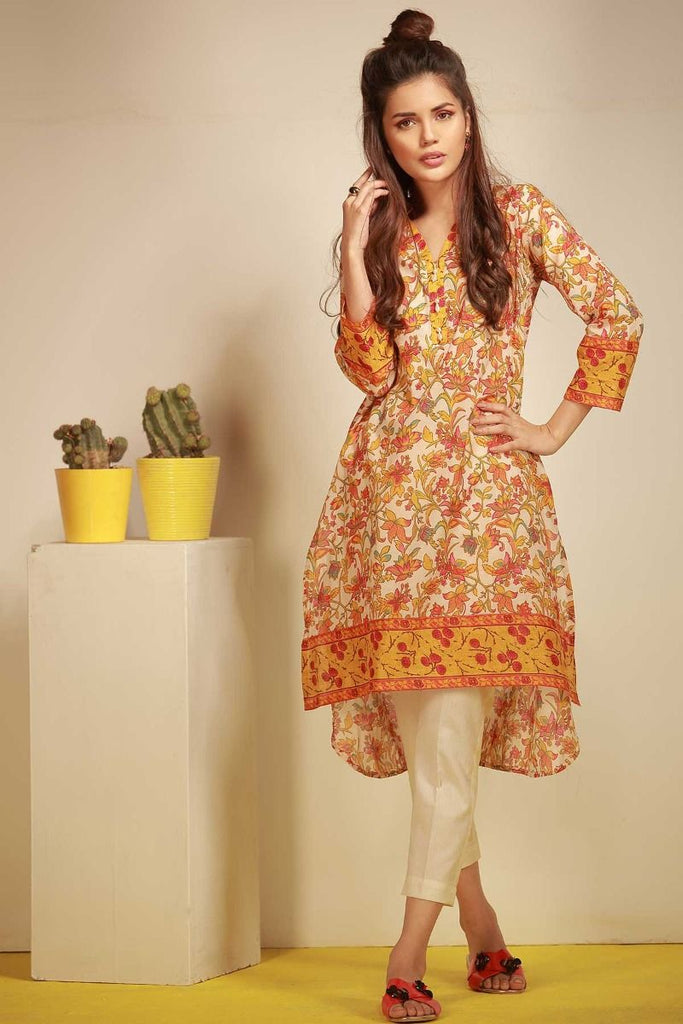 Khaadi Tropical Escape Lawn Collection 2018 – J18103 Beige 2Pc