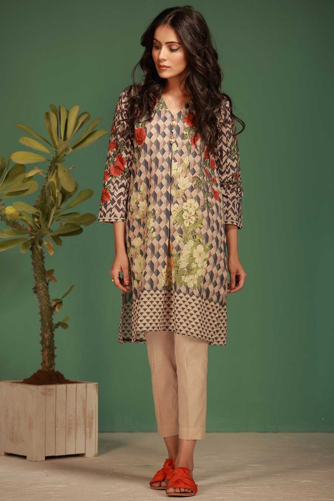 Khaadi Tropical Escape Lawn Collection 2018 – J18105 Beige 2Pc