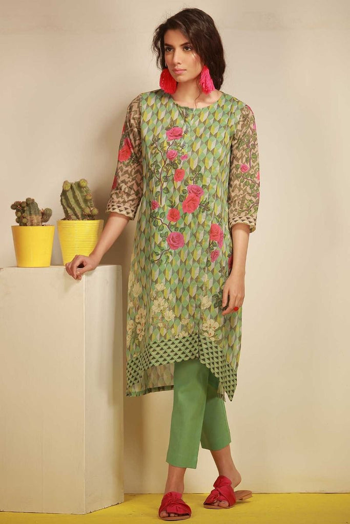 Khaadi Tropical Escape Lawn Collection 2018 – J18105 Green 2Pc