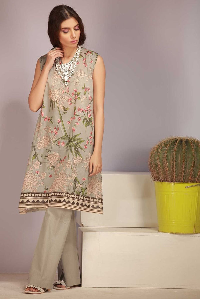Khaadi Tropical Escape Lawn Collection 2018 – J18108 Grey 2Pc