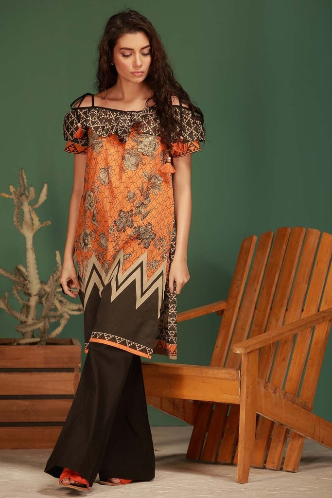 Khaadi Tropical Escape Lawn Collection 2018 – J18116 Orange 2Pc