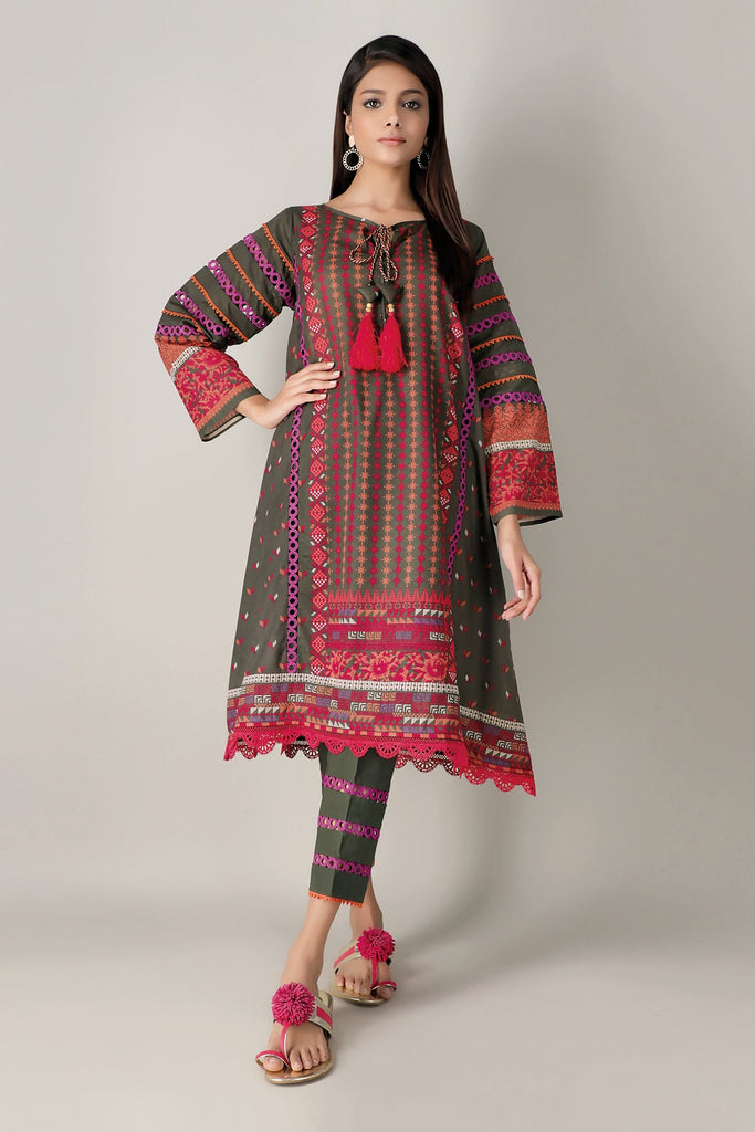 Khaadi Spring Collection 2021 – 2PC Suit · Printed Kameez Pants · J21116 Grey