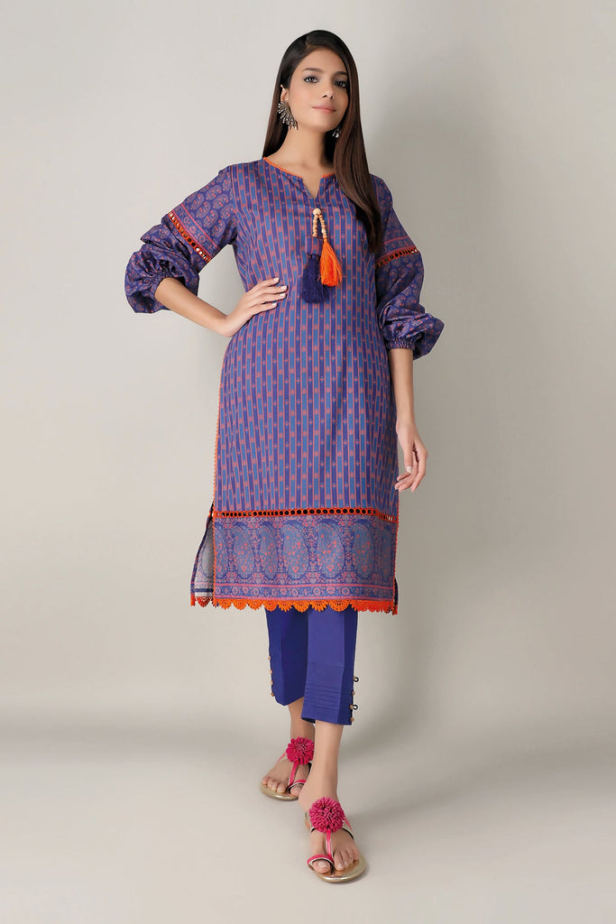 Khaadi Spring Collection 2021 – 2PC Suit · Printed Kameez Pants · J21123 Blue