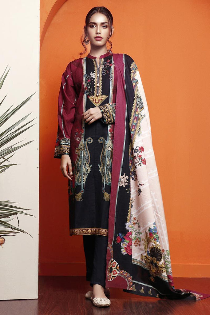 Gul Ahmed Winter Collection – 3 PC Digital Printed Khaddar Suit K-122