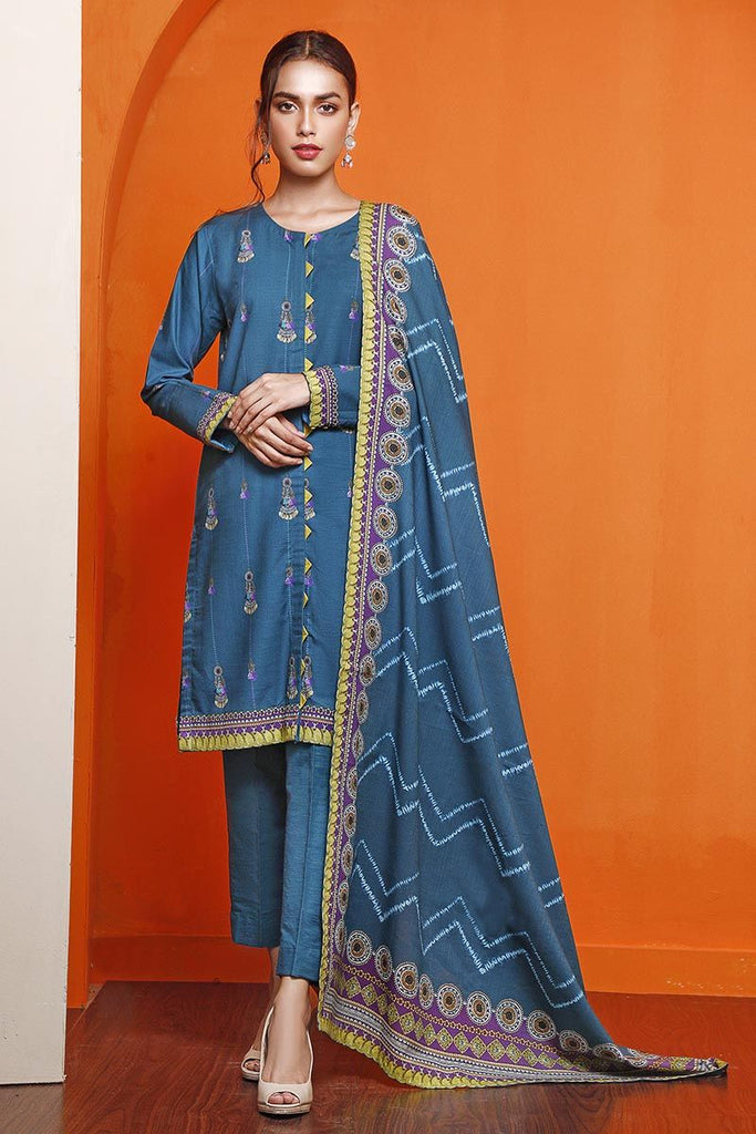 Gul Ahmed Winter Collection – 3 PC Digital Printed Khaddar Suit K-118