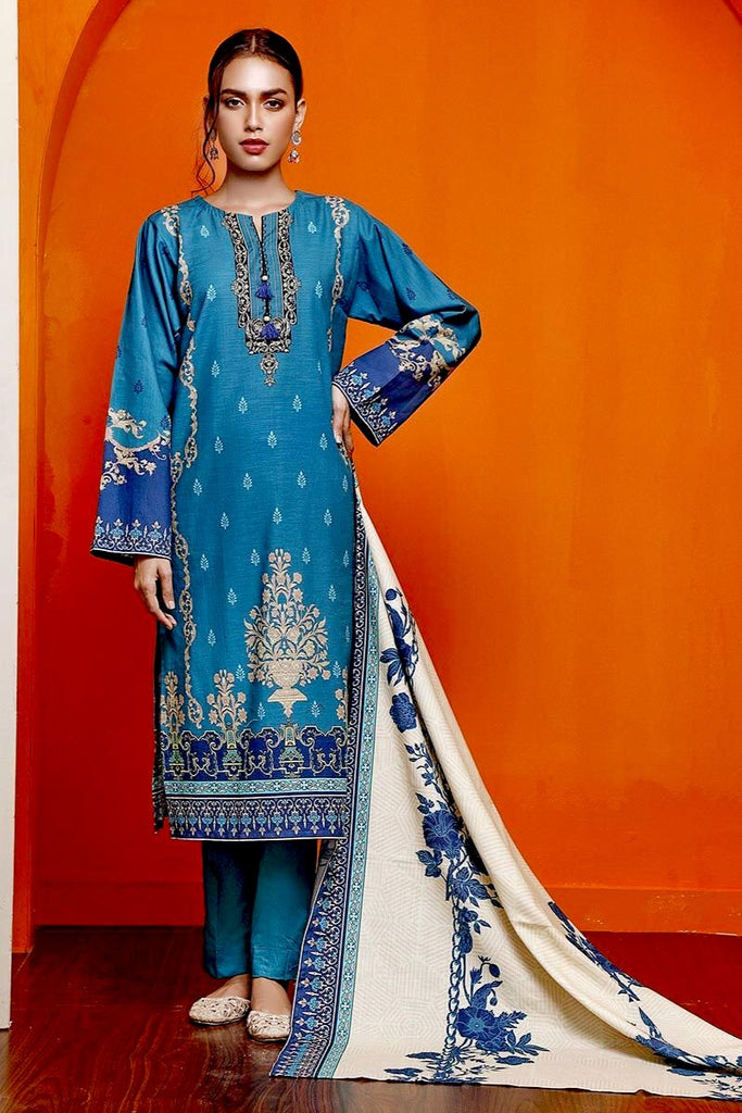 Gul Ahmed Winter Collection – 3 PC Digital Printed Khaddar Suit K-123