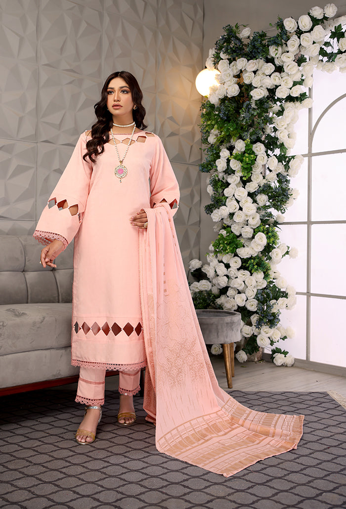Humdum HumDum Jhalak Jacquard Karandi Peach Pakistani Suit - JL-04 – YourLibaas