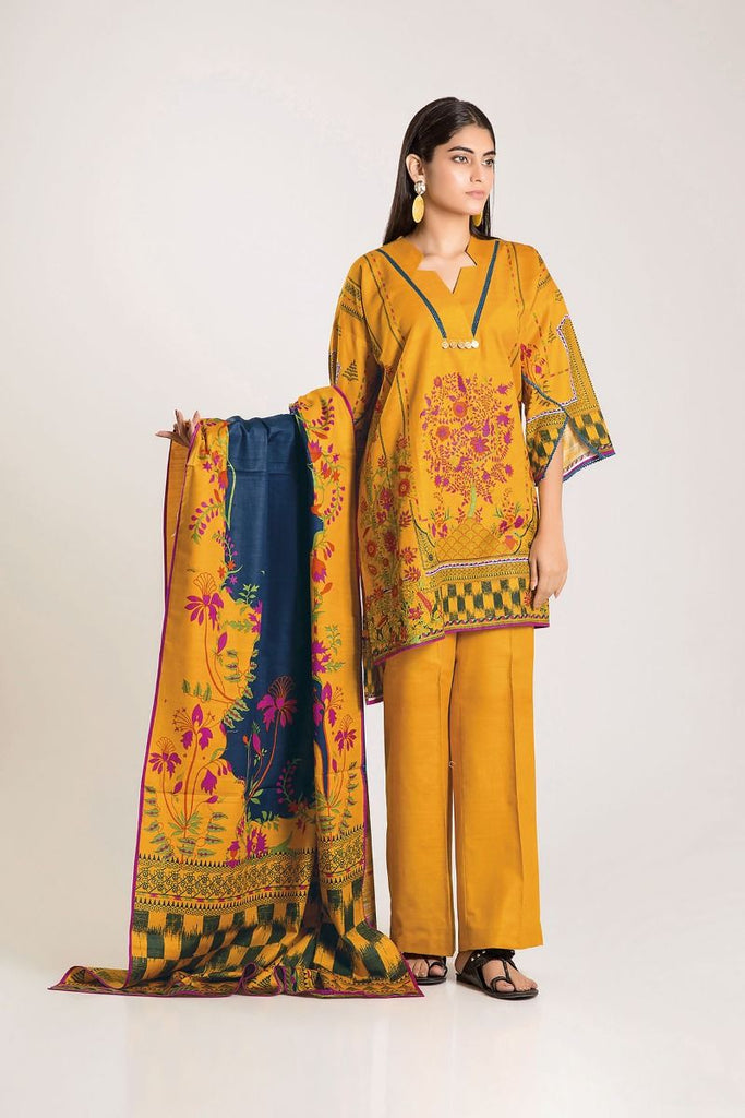 Khaadi Winter Vibe Collection 2019 – KA19503 Yellow 3Pc