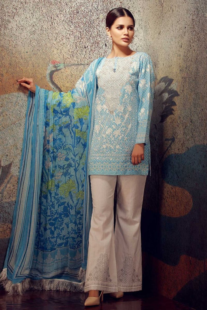 Khaadi Classics Lawn Collection 2018 – KK18103 Blue 3Pc