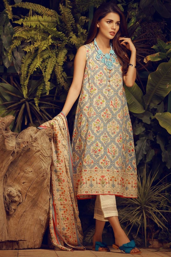 Khaadi Tropical Escape Lawn Collection 2018 – L18102 Blue 2Pc