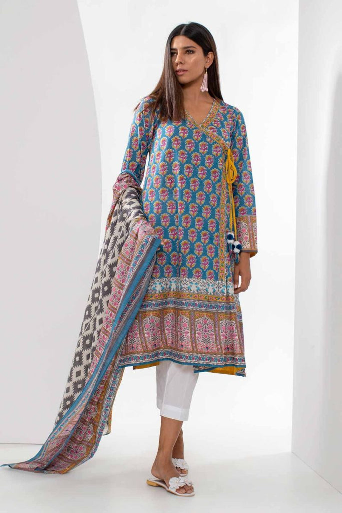 Khaadi Mid Summer Lawn Collection 2018 – L18309 Blue 2Pc