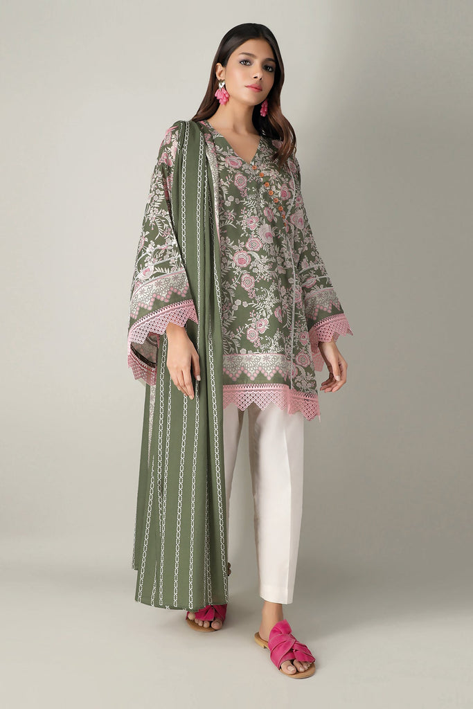 Khaadi Spring Collection 2021 – 2PC Suit · Printed Kameez Dupatta · L21110 Green